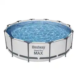 Netto Marken-Discount Bestway Steel Pro MAX Frame Pool Set mit Filterpumpe Ø 366 x 100 cm, lichtgrau, rund Angebot