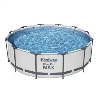 Netto Marken-Discount Bestway Steel Pro MAX Frame Pool Set mit Filterpumpe Ø 366 x 100 cm, lichtgrau, rund Angebot