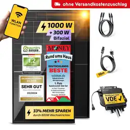 Netto Marken-Discount Balkonkraftwerk 1000W / 800W Solaranlage Steckerfertig WIFI Komplettset Photovoltaik Anlage 800W 10m Angebot