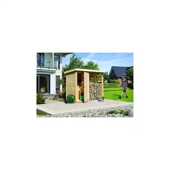 Netto Marken-Discount Karibu Geräteschrank mit Feuerholzunterstand inkl. selbst. Premium-Aluminiumfolie Angebot