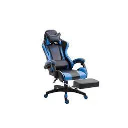 Netto Marken-Discount TPFLiving Bürostuhl India Kunstleder Schwarz/Blau Angebot