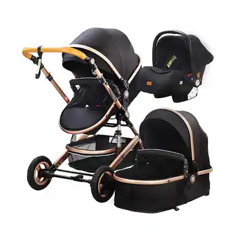 Netto Marken-Discount TPFLiving Kombi-Kinderwagen 3in1 Set - Modell Lux 7 Stoff - Schwarz Angebot
