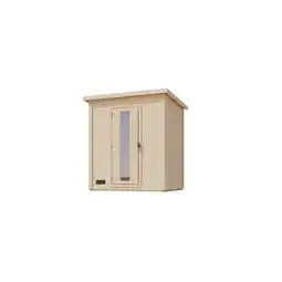 Netto Marken-Discount Karibu 38 mm Saunahaus Melo 1 naturbelassen mit Ofen 9 kW integrierte Strg Angebot