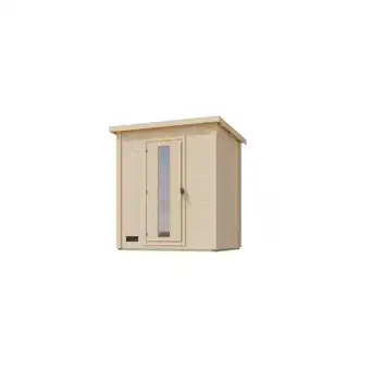 Netto Marken-Discount Karibu 38 mm Saunahaus Melo 1 naturbelassen mit Ofen 9 kW integrierte Strg Angebot
