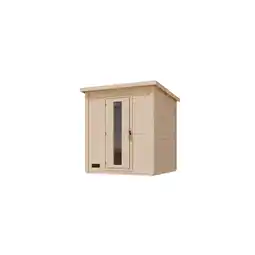 Netto Marken-Discount Karibu 38 mm Saunahaus Melo 2 naturbelassen mit Ofen 9 kW integrierte Strg Angebot