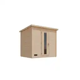 Netto Marken-Discount Karibu 38 mm Saunahaus Melo 3 naturbelassen mit Ofen 9 kW integrierte Strg Angebot