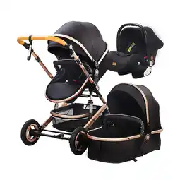 Netto Marken-Discount TPFLiving Kombi-Kinderwagen 3in1 Set - Modell Lux 7 Stoff - Hellgrün Angebot