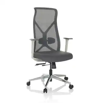 Netto Marken-Discount hjh OFFICE Profi Bürostuhl AZURRO WHITE Stoff/Netzstoff mit Armlehnen Angebot