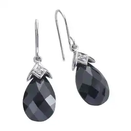 Netto Marken-Discount Celesta Silber Ohrringe Silber 925 rhodiniert mit schwarzem Zirkonia-Tropfen 32mm lang Angebot