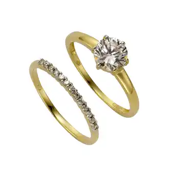 Netto Marken-Discount Celesta Gold Ring-Set 375/- Gelbgold Zirkonia Angebot
