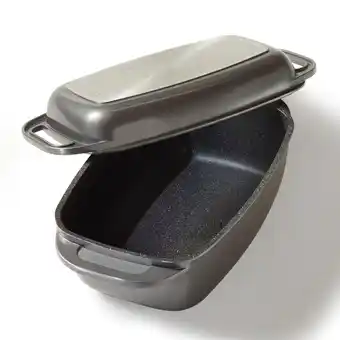 Netto Marken-Discount STONELINE Bräter 40 x 22 cm mit Deckel, Backofen und Induktion geeignet, Antihaftbeschichtung, grau Angebot