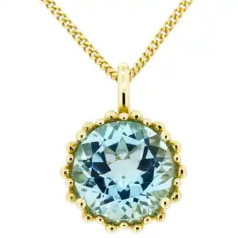 Netto Marken-Discount Orolino Halskette Gold 585 mit Topas blau (beh.) 11,5mm rund Angebot
