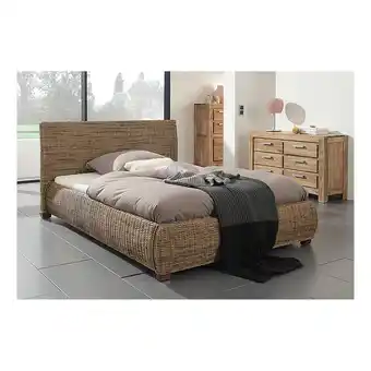 Netto Marken-Discount Wolf Möbel Rattanbett Round 200x200cm Rattan Holz Doppelbett Bettgestell Bett Angebot