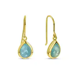 Netto Marken-Discount Jamelli Ohrringe Silber 925 vergoldet 27mm lang mit hellblauem Chalcedon Angebot