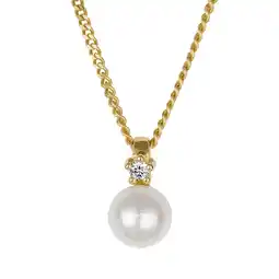 Netto Marken-Discount Orolino Halskette Gold 585 mit weißer Perle 5,5-6mm und Brillant 0,03ct Angebot