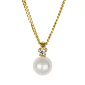 Netto Marken-Discount Orolino Halskette Gold 585 mit weißer Perle 5,5-6mm und Brillant 0,03ct Angebot
