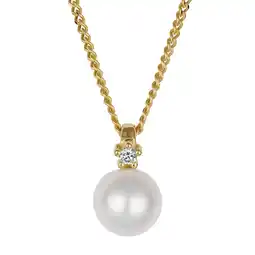 Netto Marken-Discount Orolino Halskette 585 Gold mit Brillant 0,03ct. + Perle weiß 6,5-7mm Angebot