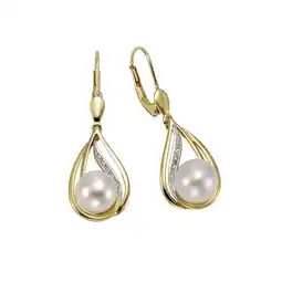Netto Marken-Discount Orolino Ohrringe 585 Gold 2x Perle 7,5-8mm +10x Brillant 0,04ct Angebot
