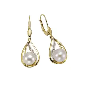 Netto Marken-Discount Orolino Ohrringe 585 Gold 2x Perle 7,5-8mm +10x Brillant 0,04ct Angebot