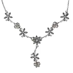 Netto Marken-Discount Steuer Modeschmuck Collierkette Metall Y-Collier silberf. Mit Blumen und Schmetterlingen Angebot