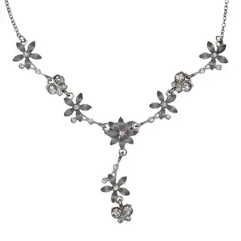 Netto Marken-Discount Steuer Modeschmuck Collierkette Metall Y-Collier silberf. Mit Blumen und Schmetterlingen Angebot