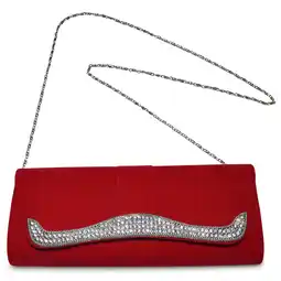 Netto Marken-Discount Steuer Modeschmuck Handtasche Damen-Handtasche aus rotem Samt mit Strass-Steinen Tragekette 120cm Angebot