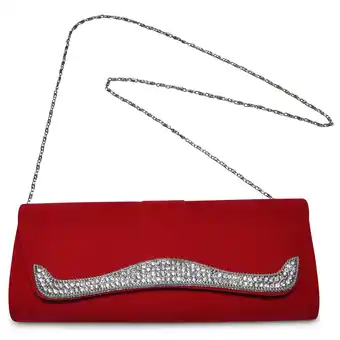 Netto Marken-Discount Steuer Modeschmuck Handtasche Damen-Handtasche aus rotem Samt mit Strass-Steinen Tragekette 120cm Angebot