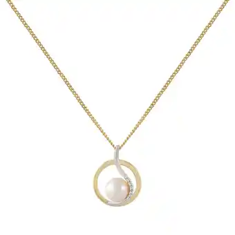 Netto Marken-Discount Fascination by Ellen K. Halskette Gold 375 Perle weiß 7-7,5mm und Zirkonia weiß Angebot