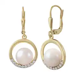 Netto Marken-Discount Fascination by Ellen K. Ohrringe Gold 375 Perle weiß 8-8,5mm Zirkonia weiß Angebot