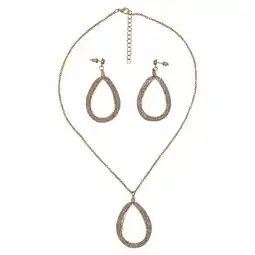Netto Marken-Discount Steuer Modeschmuck Schmuck-Set Metall goldfarben Halskette und Ohrringe mit Kristallsteinen Angebot
