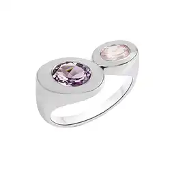Netto Marken-Discount Celesta Silber Ring 925/- Sterling Silber rhodiniert Amethyst und Rosenquarz Angebot