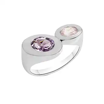 Netto Marken-Discount Celesta Silber Ring 925/- Sterling Silber rhodiniert Amethyst und Rosenquarz Angebot