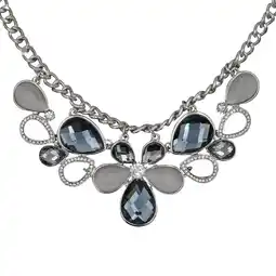 Netto Marken-Discount Steuer Modeschmuck Halskette Metall silberfarben mit Blüten-Zierde grau/weiß Angebot