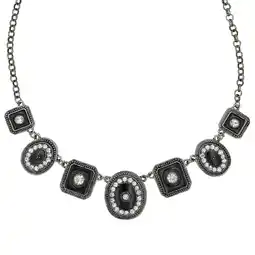 Netto Marken-Discount Steuer Modeschmuck Collierkette Metallcollier altsilberfarben mit 7 Anhängern mit Kristallstein Angebot