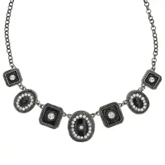 Netto Marken-Discount Steuer Modeschmuck Collierkette Metallcollier altsilberfarben mit 7 Anhängern mit Kristallstein Angebot