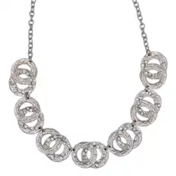 Netto Marken-Discount Steuer Modeschmuck Collierkette Metallcollier silberfarben mit Strasssteinchen Angebot