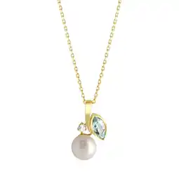 Netto Marken-Discount Fascination by Ellen K. Halskette 375 Gold mit Blautopas (beh.), Perle wei und Zirkonia Angebot