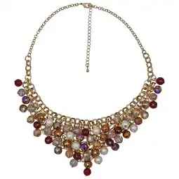 Netto Marken-Discount Steuer Modeschmuck Collierkette Metall gold farben Perlen Zierde topaz/rot/weiß/braun Angebot