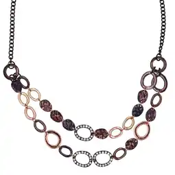 Netto Marken-Discount Steuer Modeschmuck Collierkette Metallcollier 2-reihig in kupferbraun mit Strasszierde Angebot
