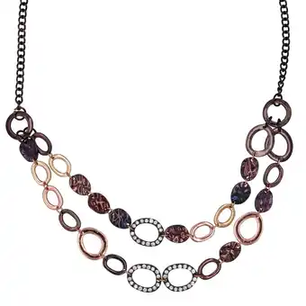 Netto Marken-Discount Steuer Modeschmuck Collierkette Metallcollier 2-reihig in kupferbraun mit Strasszierde Angebot