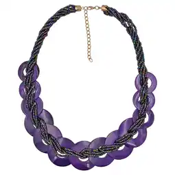 Netto Marken-Discount Steuer Modeschmuck Collierkette Glasperlenkette mit Muschelringen lila Angebot