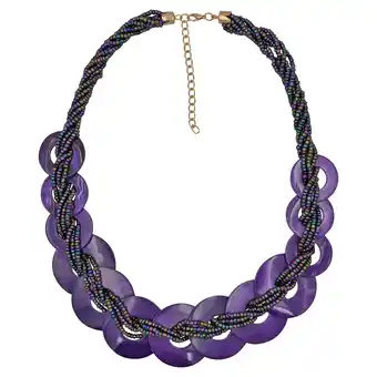 Netto Marken-Discount Steuer Modeschmuck Collierkette Glasperlenkette mit Muschelringen lila Angebot