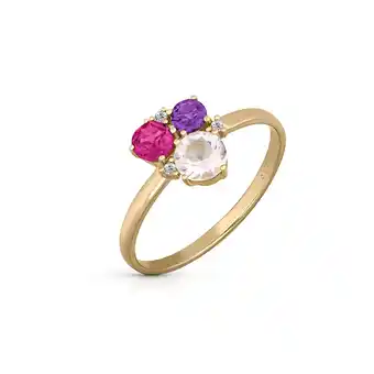 Netto Marken-Discount Orolino Ring Gold 585 mit Rosaquartz Amethyst Rhodolith Brillant Angebot