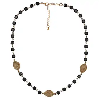 Netto Marken-Discount Steuer Modeschmuck Kette Kette aus Glaswürfeln schwarz mit goldfarbener Blattzierde Angebot