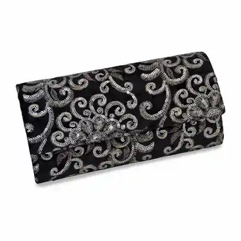 Netto Marken-Discount Steuer Modeschmuck Abendtasche Schwarzer Samt mit Pailetten-Ornamenten Angebot