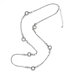 Netto Marken-Discount Steuer Modeschmuck Kette Metallkette rhodiumfarben mit Ringzierde und Straß Angebot