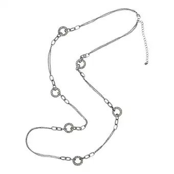 Netto Marken-Discount Steuer Modeschmuck Kette Metallkette rhodiumfarben mit Ringzierde und Straß Angebot