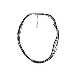 Netto Marken-Discount Steuer Modeschmuck Collierkette Textilkette, schwarz, mit silberfarbener Herzapplikation Angebot