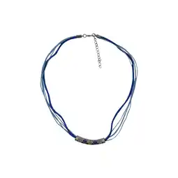 Netto Marken-Discount Steuer Modeschmuck Collierkette Textilkette, blau, mit silberfarbener Schmuckapplikation Angebot