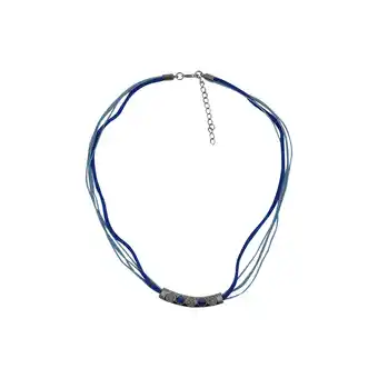Netto Marken-Discount Steuer Modeschmuck Collierkette Textilkette, blau, mit silberfarbener Schmuckapplikation Angebot